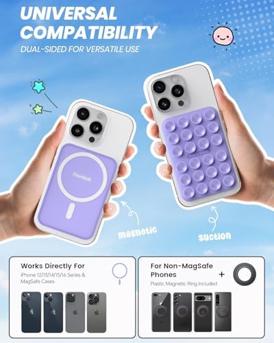 Klearlook Magnetic Suction Phone Mount Set – 4 Stylish Colors for Mag Safe Cases, Hands-Free Selfie Grip for Tik Tok & Content Creators, Lightweight & Portable, Secure Magnetic Attachment for Effortless Video Recording and Photography
