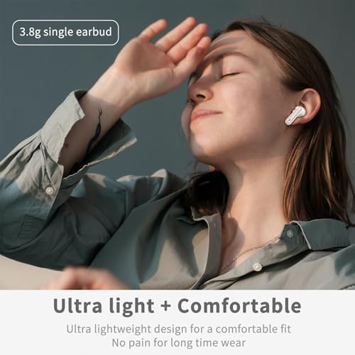 Premium Bluetooth 5.4 Noise Cancelling Earbuds – Hi-Fi Stereo Wireless Earphones with 40-Hour Playtime, 4 ENC Mics for Crystal Clear Calls, IP7 Waterproof Design, and Elegant White Finish with Smart LED Indicators for Ultimate Comfort and Style