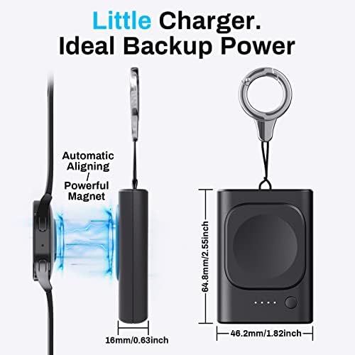 Portable 1800 m Ah Galaxy Watch Charger with Keychain – Fast Charging Solution for Galaxy Watch 7 Ultra, 6, 5 Pro, FE, and More – Compact and Durable Smartwatch Charging Accessory for On-the-Go Power