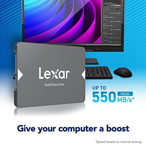 Transform Your Computing with the Lexar 480 GB NQ100 SATA III SSD – Unleash Blazing 550 MB/s Read Speeds for Superior Performance and Unmatched Reliability in a 2.5-Inch Form Factor – Ideal for Gamers and Professionals Seeking Lightning-Fast Data Solutions