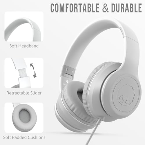 Rockpapa L22 Purple Over-Ear Headphones for Kids & Women – Lightweight, Foldable, and Durable Wired Design with Built-In Microphone for Clear Hands-Free Communication, Perfect for School, Travel, and Daily Use – High-Quality Stereo Sound and Tangle-Free Cord for Seamless Audio Enjoyment