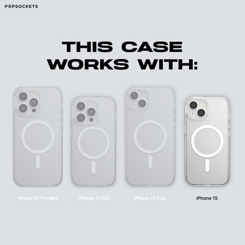 Transparent Mag Safe-Compatible Phone Grip Case for i Phone 15 Pro Max – Superior Drop Protection and Effortless Wireless Charging – Elevate Your Style with Enhanced Handling and Sleek Design
