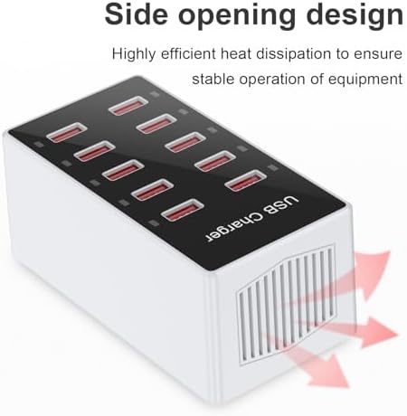 Multi-Device USB Charging Hub with 10 High-Speed Ports – Smart Plug Power Strip for i Phone 15/14/13, i Pads, Galaxy Watches & Android Phones – Ultimate Fast Charging Solution for Home & Office Efficiency