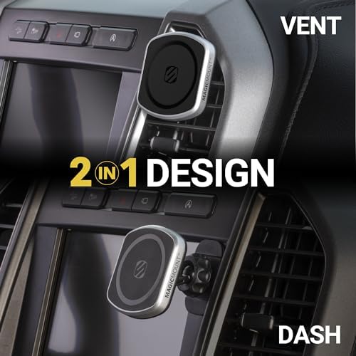 Transform Your Driving Experience with the Scosche MP2 FM-XCES0 Magic Mount Pro2 – Universal Flush Magnetic Car Mount Compatible with Mag Safe, i Phones, Galaxy, Pixel & All Smartphones – Effortless Hands-Free Access and Enhanced Stability for Safe Navigation