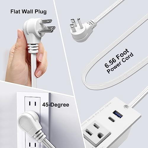 Recessed USB C Power Station for Fast Charging: 2 Outlets & 2 USB Ports (PD20 W & QC18 W) – Space-Saving Desktop Power Strip with Flat Plug for Easy Mounting on Desks, Sofas, Cabinets, and Nightstands (Sleek Black Finish) – Optimal Power Supply Solution for Home & Office Use