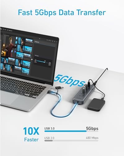 Anker 8-in-1 USB-C Hub: Versatile Data Splitter with High-Speed 5 Gbps Transfer, 3 USB-A & 4 USB-C Ports, 100 W Power Delivery for Rapid Charging, Compact Design Perfect for Mac Books, Laptops & i Pads – Supercharge Your Connectivity and Productivity Anywhere
