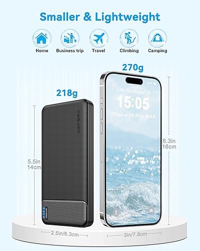 Dual 10,000 m Ah Portable Power Bank Set – Ultra-Slim USB-C Fast Charging Chargers for i Phone, Android, Google Devices – Triple-Port External Battery Pack for Safe, All-Day Use on the Go with Enhanced Compatibility and Lightweight Design