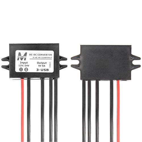 Ultra-Reliable Waterproof Power Converter – DC 12 V/24 V to 5 V Regulator with Triple USB Outputs, 6 A 30 W Car Charger for Versatile Charging Solutions by uxcell