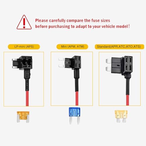 Jtron 12 V Add-a-Circuit Fuse Tap Adapter – 3.3 ft 18 AWG Power Cable with Premium Fuse Holder for Reliable Automotive Device Connectivity and Safety Solutions