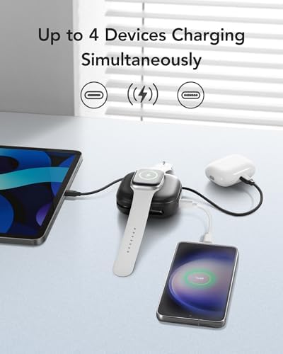 Ultra-Strong Magnetic Wireless Power Bank 10000 m Ah – 20 W Fast Charge Portable Charger for i Phone, Apple Watch, Air Pods & Android Devices – Built-in USB-C Cable, Smart LCD Battery Level Indicator & Lanyard for Effortless Travel Convenience – Essential Power Boost Companion for On-the-Go Charging