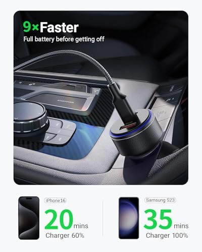 AKNSN 90 W Multi-Port Car Charger – Ultra-Fast USB-C & USB-A Charging for i Phone 16/15/14/13 Pro Max, i Pad, Mac Book, Samsung, Google Pixel – Smart Charge Technology with PD3.0 & QC3.0 Compatibility for Optimal Device Performance and Safety