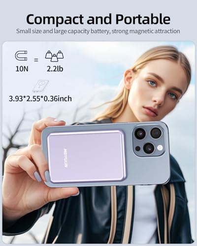 Magnetic Wireless Power Bank 5000 m Ah for i Phone 16 Series – Ultra-Slim Portable Charger with 15 W Fast Charging, PD 20 W USB-C Output, and Strong Adhesion for On-the-Go Convenience – Premium Aluminum Design with Intelligent Safety Features for Seamless Charging Experience