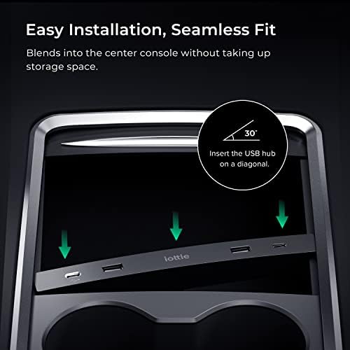 Transform Your Tesla Experience with the i Ottie Terus Four-Port USB Hub – High-Speed Adapter for Model 3 & Model Y (2021+), Effortless Connectivity for Multiple Devices!