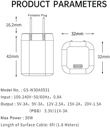 Sisyphy 30 W Ga N USB-C Charger – Ultra-Compact Fast Charging Solution with PD3.0, QC3.0 & PPS Compatibility for i Phone 14/13/12, Galaxy S22 Ultra, Surface Laptops & More – Enhanced Safety Features for Reliable Performance on the Go