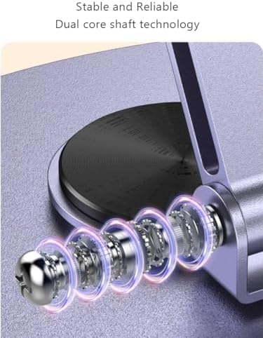 Versatile Purple Dual Folding Cell Phone Stand – Fully Adjustable, Thick Case Friendly Desktop Holder for All Smartphone Models – Compact and Portable Cradle Dock for Enhanced Productivity and Comfort