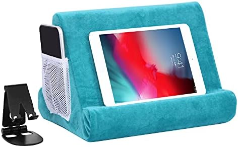 Ultimate Comfort Multi-Angle Tablet Holder and Phone Stand Set – Lightweight and Sturdy Design with Storage Pocket – Ergonomic Cushion for Enhanced Stability and Versatile Use – Modern Black and Light Green Aesthetic for Stylish Workspaces and On-the-Go Convenience