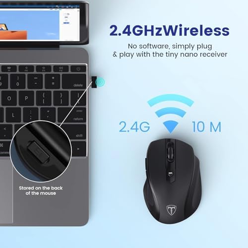 Elevate Your Workflow with the D-09 Wireless Mouse – Ergonomic USB Cordless Design, 5-Level 2400 DPI Precision, 16-Month Battery Life, Perfect for PC, Mac, and Chromebook Users – Convenient 2-Pack for Enhanced Productivity and Ultimate Comfort