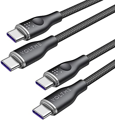VOLTME 3.3 ft USB C Cable 2-Pack – Premium Nylon Braided Type C Charger for Fast Charging & High-Speed Data Transfer – Compatible with Mac Book Pro 2020, i Pad Pro 2021, Galaxy S22, Pixel, Switch & More – Durable, Universal Charging Solution in Grey for Enhanced Performance and Longevity