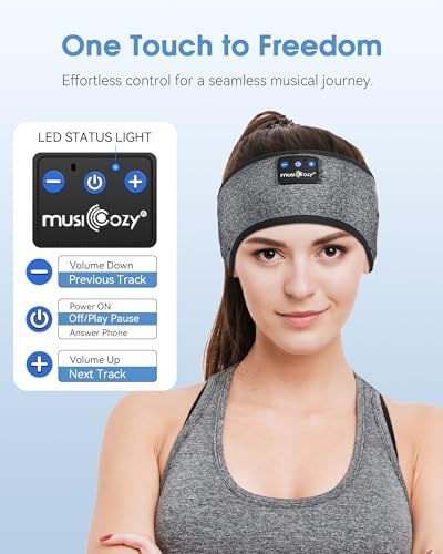 MUSICOZY Bluetooth 5.4 Sleep Headband Headphones – Ultimate Wireless Comfort for Sleep, Workouts, and Travel – The Perfect Gift for Active Lifestyles with Rapid Pairing and Sweatproof Design