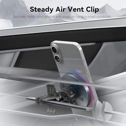 Mag Safe Car Mount Charger for i Phone 12-16 Pro Max | 15 W Fast Wireless Charging Magnetic Phone Holder | Durable Zinc Alloy Construction | Sleek Cool Grey | Effortless Air Vent Installation for Ultimate Convenience and Stability