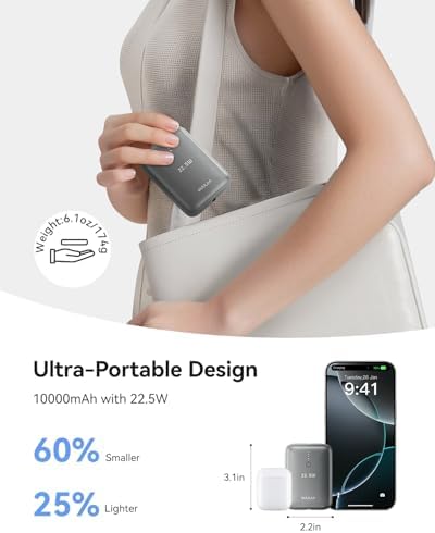Kuulaa 10000 m Ah Portable Charger – PD 22.5 W Mini Power Bank for Fast Charging – USB-C Compatible Battery Pack for i Phone, i Pad, Samsung & More – Ultimate Travel Companion for On-the-Go Power Needs