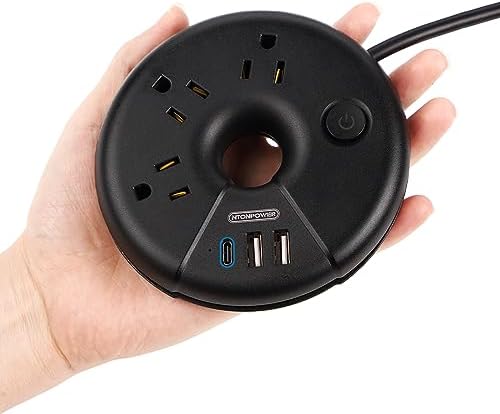 Compact Travel Power Strip with 3 AC Outlets & 3 USB Ports, Including USB-C – NTONPOWER 15-Inch Extension Cord for Ultimate Portability – Essential Charging Solution for Hotels, Airports, and Cruises – Safe Surge Protection & Space-Saving Flat Plug Design