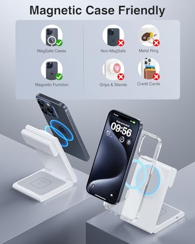 Revolutionary 3-in-1 Foldable Magnetic Wireless Charging Station with PD 20 W USB-C Adapter – Ultimate Compatibility for i Phone 16/15/14/13/12 Series, Apple Watch, and Air Pods in Sleek Black Finish, Perfect for Home and Travel Efficiency