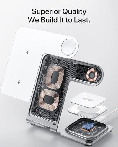 2024 Enhanced 3-in-1 Wireless Charging Station for Apple Devices – Fast Charging Dock for i Phone 16/15/14/13/12/11, Apple Watch, and Air Pods in Stylish Purple – Ultimate Multi-Device Charging Solution with Safety Features and Sleek Design