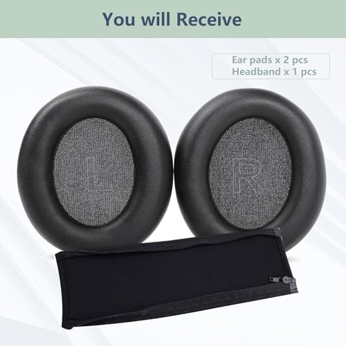 Ultimate Comfort Upgrade: Premium Replacement Earpads & Headband for Anker Space Q45 Bluetooth Over-Ear Headphones – Luxurious Protein Leather & Advanced Memory Foam for Enhanced Sound Isolation and Listening Pleasure