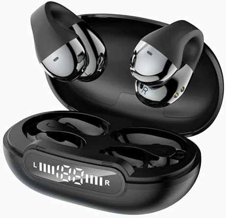 Revolutionize Your Listening with Waterproof Open Ear Clip Bluetooth Earbuds – 36-Hour Extended Playtime, Enhanced Noise-Cancelling Microphone for Clear Calls, Ideal for Music and Podcasts – Ergonomically Designed for Ultimate Comfort and Universal Device Compatibility