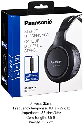 Panasonic RP-HT161-K Ultra-Lightweight Over-Ear Wired Headphones for Music Lovers – Experience Enhanced Bass and Crystal Clear Audio – Perfect for Long Listening Sessions with 3.5 mm Jack Compatibility for Smartphones and Laptops – Soft Ear Pads for Maximum Comfort and Noise Isolation – Ideal for Daily Use and Commutes