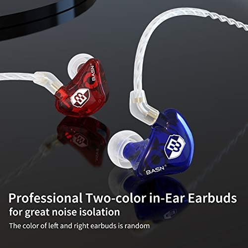 BASN Bsinger Professional Dual Driver In-Ear Monitor Headphones – Hi-Fi Sound Quality Earbuds with Built-in Mic for Musicians and Drummers (Black, 2-Pin) – Superior Comfort and Durability for Live Performances