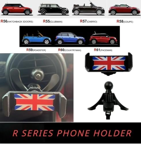 Union Jack-Themed Air Vent Smartphone Holder for Mini Cooper R-Series – Stylish, Secure 360-Degree Rotating Car Cradle with Universal Compatibility for Enhanced Driving Safety and Hands-Free Navigation