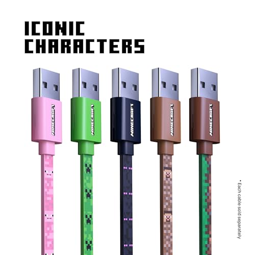 LIQUIPEL Powertek Minecraft Charging Bundle – Dynamic Dual USB-A to C Wall Adapter with Enderman Graphics & High-Speed Charge Cable for Gamers – Ultimate Portable Power Solution, Enhanced Compatibility & Durability for Devices