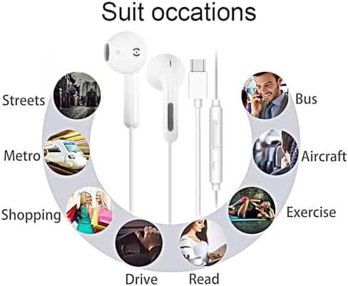 Premium USB-C Wired Earbuds 3-Pack: Superior Noise-Canceling Headphones with Integrated Microphone for Effortless Hands-Free Communication – Perfectly Compatible with i Phone 16/15 Pro Max/Plus & Samsung Galaxy S23/S22/S21/S20/Ultra – Immerse Yourself in Crystal-Clear Hi-Fi Sound and Ergonomic Comfort for Every Occasion