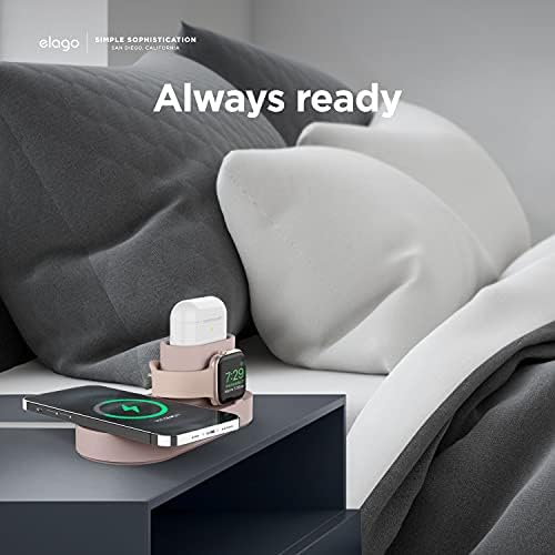 elago Mag Safe Multi-Device Charging Hub – Streamlined Charging Station for i Phone 16/15/14/13/12, Air Pods Series 4/Pro 2/Pro/3, and All Apple Watch Models – Sleek Dark Gray Finish for Effortless Organization and Rapid Power-Up (Cables Not Included)