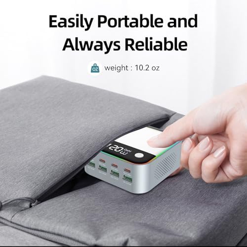Ultimate 120 W Ga N USB-C Multi-Port Charging Hub with LED Display & Vibrant Gradient Light – Fast and Efficient Charging Station for i Phone, Samsung Galaxy, i Pad, Laptops & More – Ideal for On-the-Go Power Needs