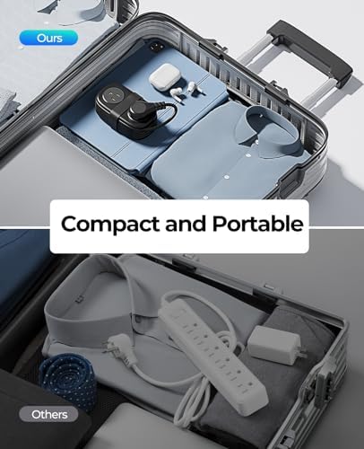 Compact Travel Power Strip by ORICO – 4 AC Outlets & 3 USB Ports (1 USB-C) with 4 FT Flexible Cord – Cruise Approved Portable Charging Station for Hotels and Adventure Trips – Ultimate Solution for Modern Travelers