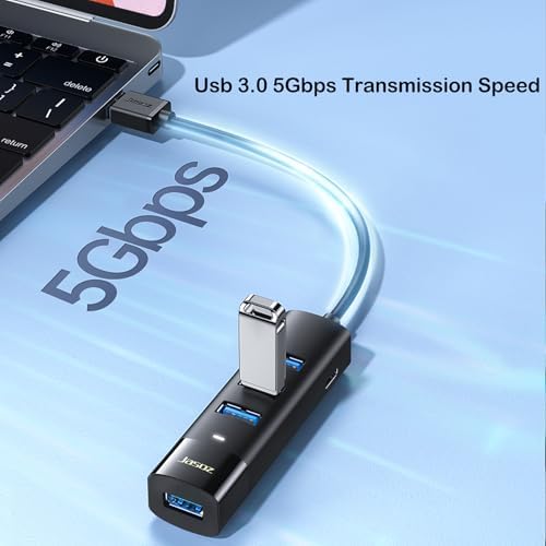 Unlock Seamless Connectivity with KAGO 4-Port USB 3.0 Hub – 5 Ft Cable, Ideal for Rapid Data Transfers & Enhanced Charging for Laptops and Desktops, USB Type-C Power Port for Versatile Use with Windows & Linux Devices, Perfect Portable Solution for Busy Professionals and Tech Enthusiasts