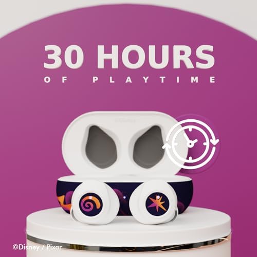 Disney/Pixar Inside Out 2 Joy-Inspired Bluetooth Earbuds – Premium Audio Quality with Integrated Mic for Easy Hands-Free Calling – 30-Hour Playtime with Stylish Charging Case – Perfect Gift for Inside Out Fans of All Ages – Lightweight, Durable Design for Kids and Adults