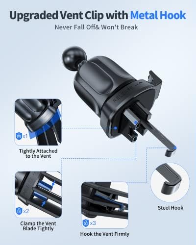 Miracase Universal Car Vent Phone Holder – Enhanced Non-Slip Clip for Safe Smartphone Mounting, Hands-Free Navigation & Communication, Compatible with All Models Including Latest i Phones – Sleek Grey Design for Ultimate Driving Safety and Ease