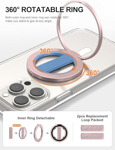 EWA Mag One Ultra Phone Grip Stand – Advanced Elastic Finger Loop & Magnetic Kickstand Holder for i Phone 16, 15, 14, 13 Pro/Max/Plus – Optimal Hands-Free Viewing & Superior Grip Stability – Sleek Black Design for Everyday Convenience