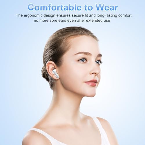 Premium Wireless Earbuds with Bluetooth 5.3 – Immersive Deep Bass Sound, 40 Hours Playtime, IP7 Waterproof Design, Lightweight Comfort for Active Lifestyles, Compatible with Android & i OS, Sleek Snow White Finish for Enhanced Style and Performance