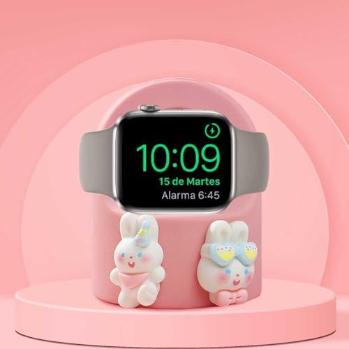 Stylish Cartoon Silicone Apple Watch Charging Dock – Enhanced Nightstand Compatibility for All Series Ultra/8/SE2/7/6/5/4/3/2/1 – Fast-Charging Solution with Tidy Cable Management for Personalized Décor and Elevated Viewing Experience