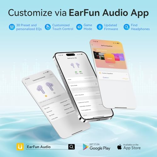Elevate Your Sound Journey with Ear Fun Air Life Bluetooth 5.4 Wireless Earbuds – Featuring 12 mm Deep Bass Drivers, AI ENC for Superior Call Clarity, 35-Hour Battery Life, 30 Custom EQ Options, Comfortable Fit, Fast Charging, and IPX5 Water Resistance in a Striking Violet Design for Audiophiles and Everyday Users