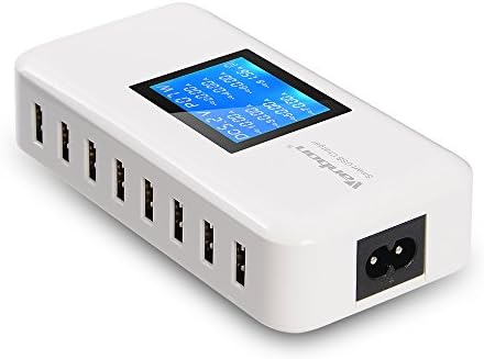 60 W High-Speed 8-Port USB Charging Hub with LCD Display – Efficient Multi-Device Charging Station for Smartphones, Tablets, and More – Compact Design for Home or Office Use