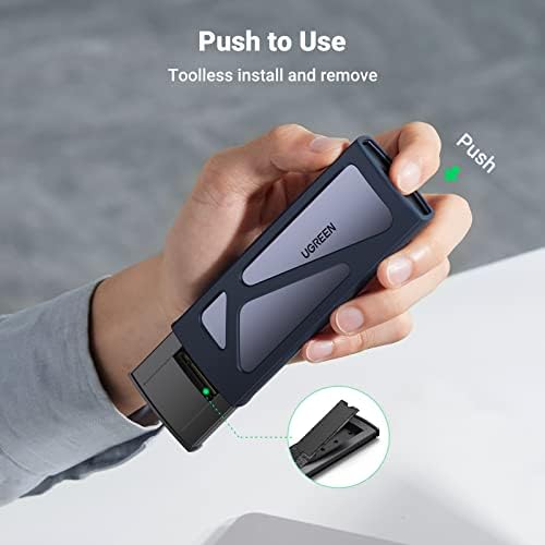 UGREEN Tool-Free USB C SSD Enclosure – 10 Gbps M.2 NVMe Adapter for 2230/2242/2260/2280 SSDs with Enhanced Compatibility and Fast Data Transfer for Windows, mac OS, and Linux – Durable Aluminum Design for Optimal Heat Dissipation
