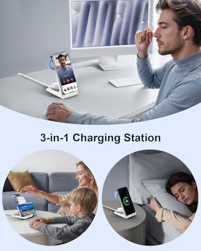 NANAMI 3-in-1 Wireless Charging Dock – Fast Charge Station for Google Pixel 9 Pro/XL/8/7/6, Buds Pro 2, and Watch 3/2 – Versatile Qi Charger with PD 3.0 Adapter for Home and Office – Safe, Ergonomic Design with Magnetic Pixel Watch Compatibility and Universal Device Support – Perfect Gift for Tech Lovers and Google Enthusiasts