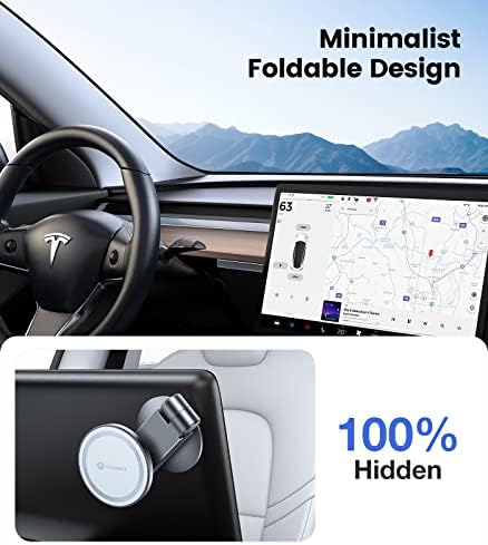 VICSEED Tesla Phone Mount – Ultimate Magnetic Holder for Model 3/Y/Cybertruck – Foldable and Sleek Design for All Phones Including Mag Safe – Secure, Stylish, and Tool-Free Installation for Enhanced Driving Safety and Convenience