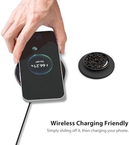 Mag Safe-Compatible Magnetic Phone Grip & Adjustable Kickstand – Classic Black Wireless Charging Ring Holder for i Phone with Effortless Attachment, Personalized Comfort & Enhanced Stability for On-the-Go Convenience